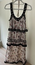 VERB BY PALLAVI SINGHEE Maida Tiered Neutral Dress Floral Crochet Size 6 Defect