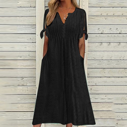Frauen Boho Kleider Sommerkleid Midi Strandkleid Reise Spitze Casual A-Linie | - Picture 13 of 20