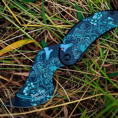 Dark Side Blades Folding Knife- Stainless Steel Handle & Clip-Embossed Printed