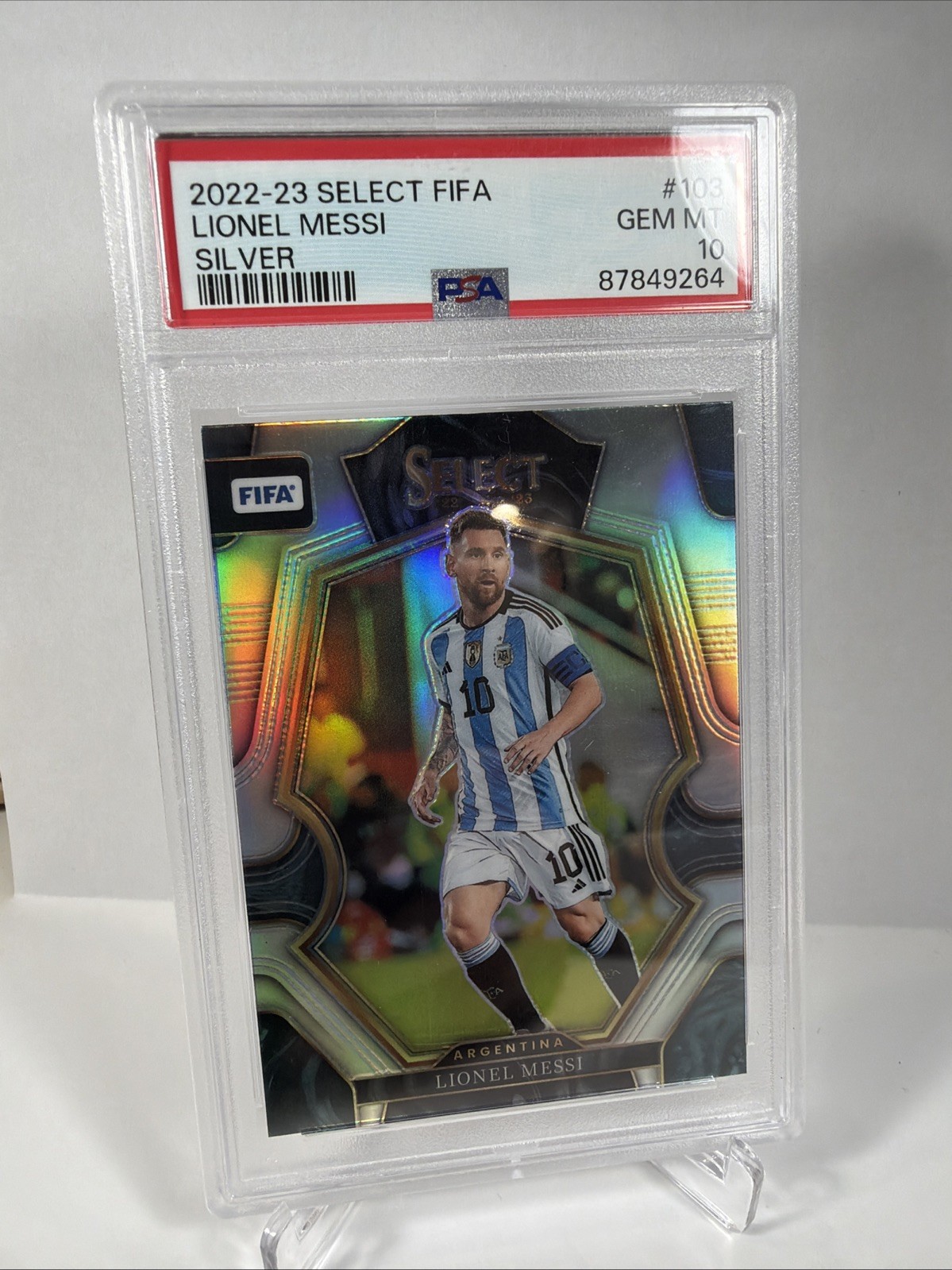 2022-23 Panini Select FIFA - Mezzanine Lionel Messi #103 Silver Prizm view 2