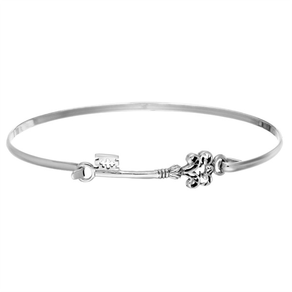 Silverly Sterling Silber Fein Filigran SchlüSsel Stapelbare Armreif Armband-image