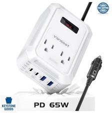 200W Car Power Inverter DC 12V to 110V AC PD 65W USB C QC 18W LCD Display