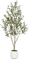 Olive Trees Artificial Indoor, 5FT Tall Faux Olive Tree with White Tall Planter,