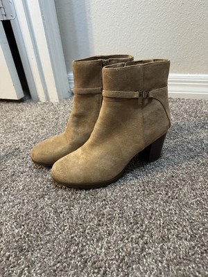 ANNE KLEIN ROMI TAUPE SUEDE LEATHER BOOTS/ BOOTIES SIZE 8