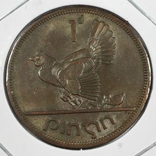 1962 Ireland 1 Pingin Penny - Mint State (MS) KM#11 Lucky - 8314-PC