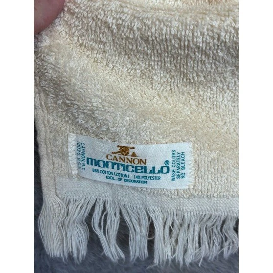 Juego de toallas de mano vintage Cannon Monticello beige marrón borde bordado Foto 4 de 4