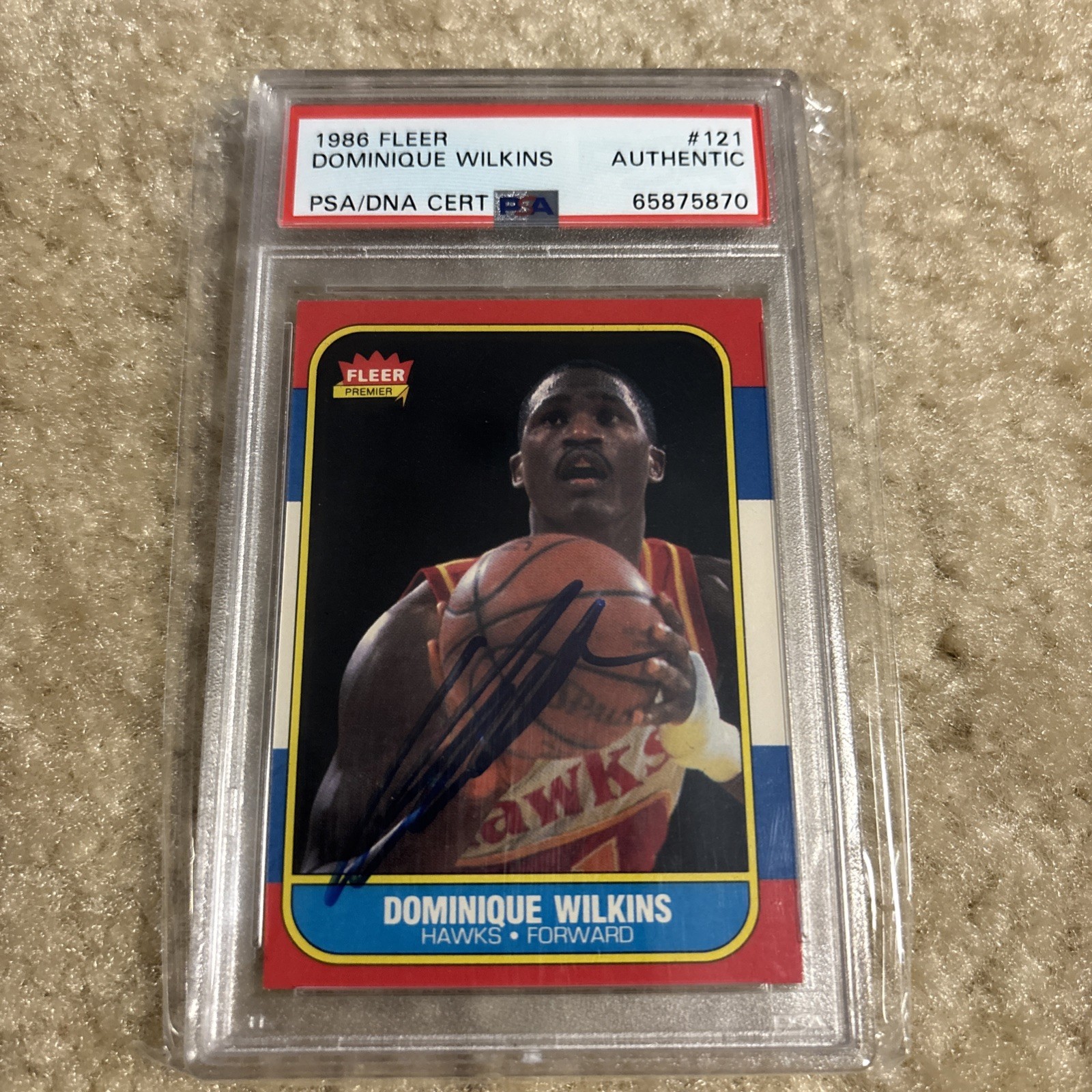 Dominique Wilkins HOF Signed 1986 Fleer #121 RC Rookie PSA PSA/DNA 10 AUTO