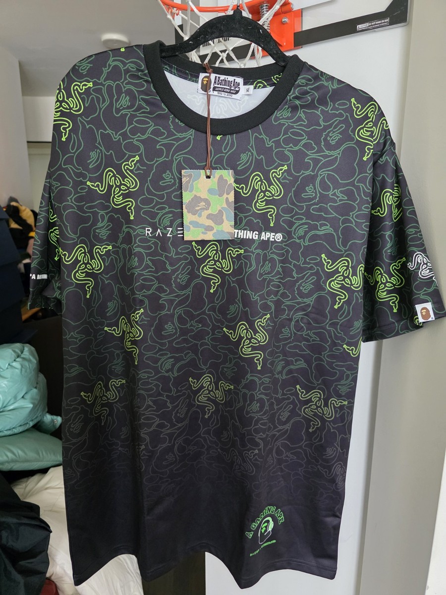 RAZER X A BATHING APE NEON CAMO TEAM TEE M T-Shirt Green Size XL