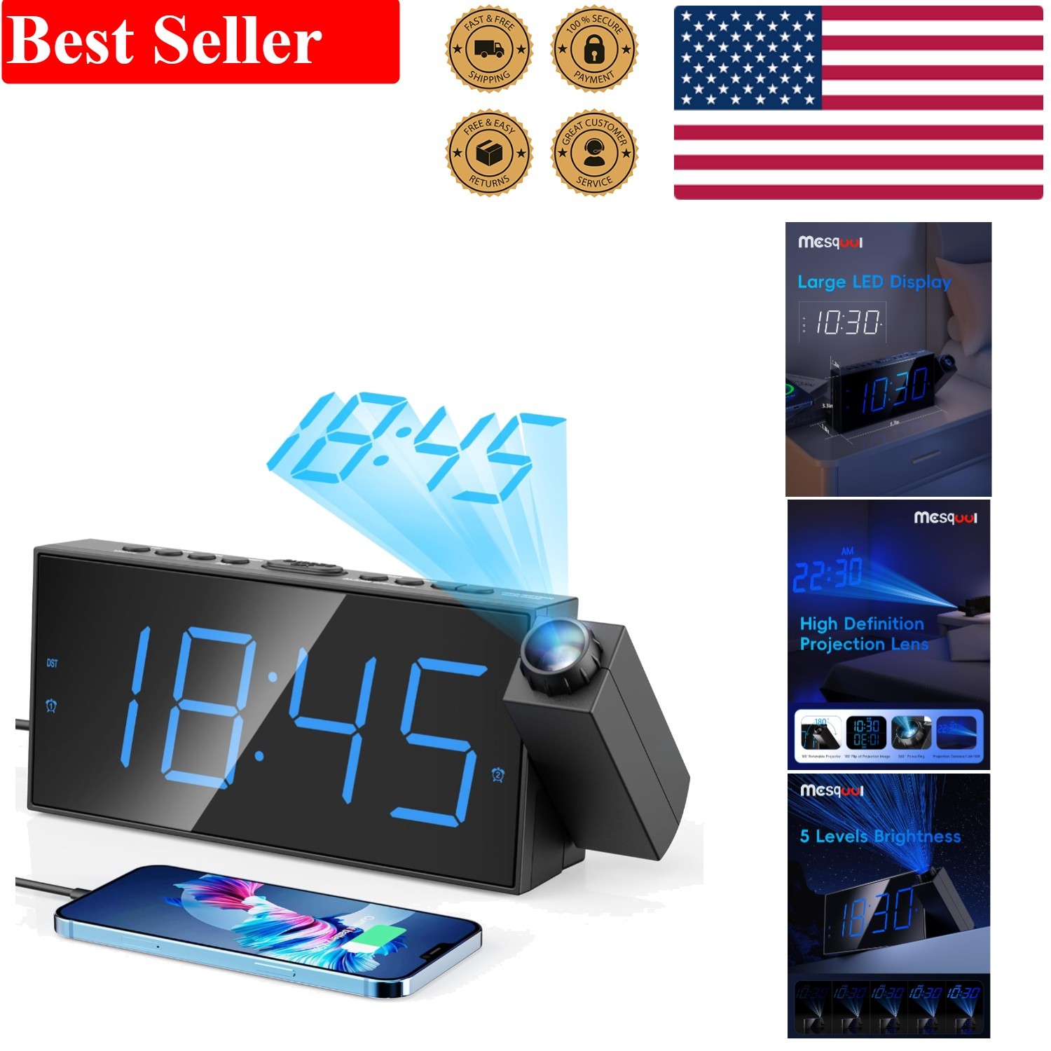 With Battery Backup & Adjustable Brightness
