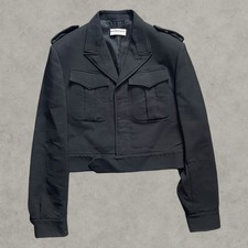 Balenciaga SS17 Cropped Wool Military Black Jacket Sz 46