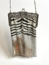 Vintage Art Deco Silver tone Mesh Handbag Purse 8" x 5"