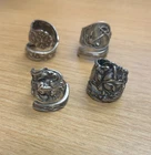 Vintage Sterling Silver Spoon Napkin Ring; Floral, Sailor, Lion Motifs Size 6-7