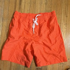 Amazon Essentials Men's Orange Swim Shorts M Elastic Waist Drawstring Pockets