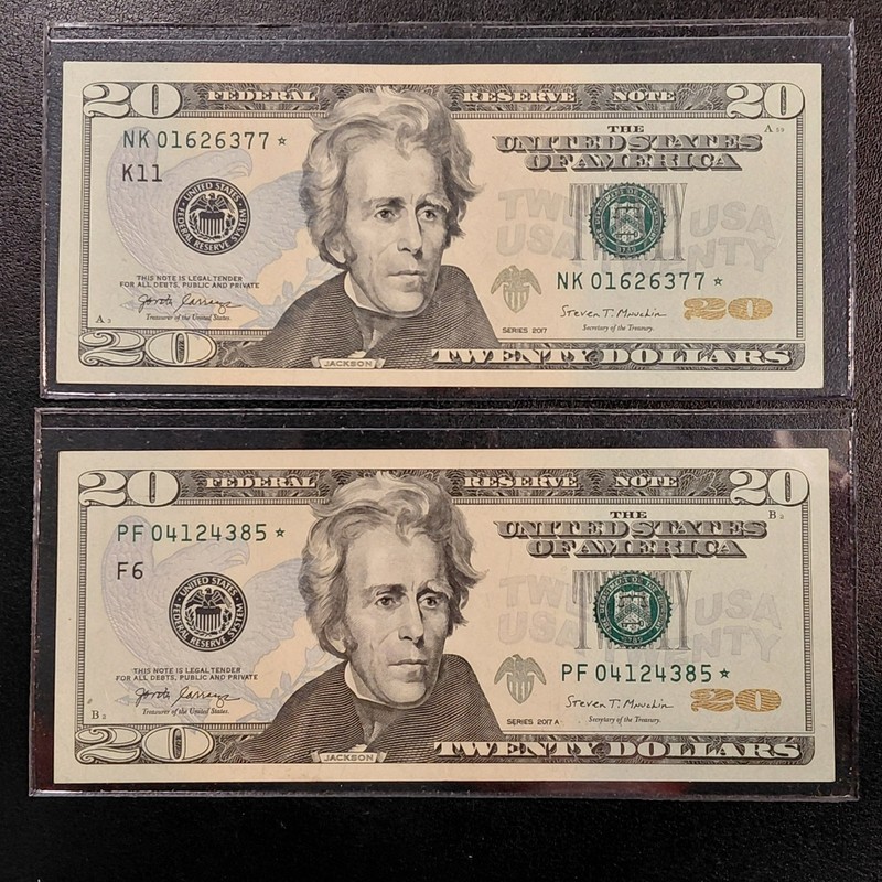 2017 A/2017 ($20)  *STAR* Notes.  Fed Res Note - Dallas & Atlanta ( Verv Nice)