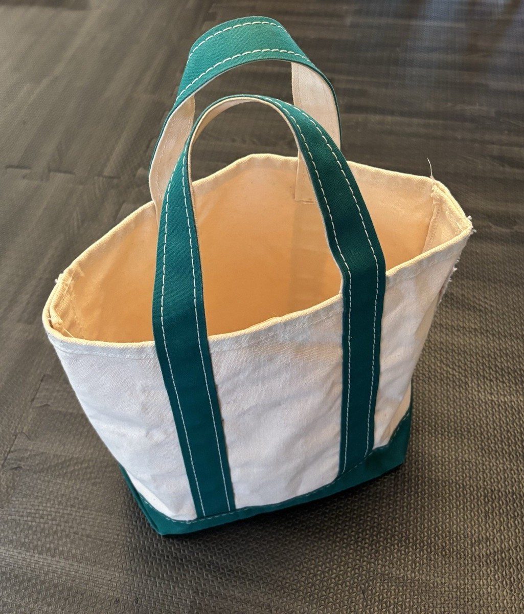 Vintage 80's LL Bean Boat & Tote Bag Size Small Canvas & Green