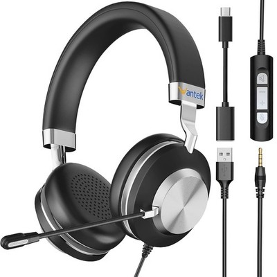Wired Headset USB/Type-C/3.5mm with ENC Microphone Stereo Headphone for PC/Phone