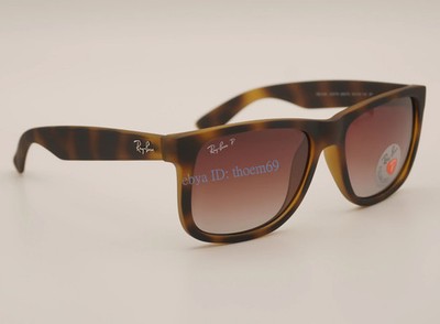 Ray-Ban RB4165 Justin 865/T5 54mm Matte Havana Brown Grey Polarized Sunglasses