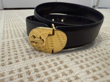 Celine Women Vintage Size 80 Carriage Hardware Leather Gold Belt Limited