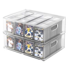 Trading Card Storage Box   Clear Large Card Organizer Holds 6400 Cards with F...