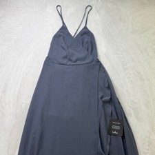 Lulus Slate Blue Wrap Dress Small Spaghetti Strap Ruffle Hem New With Tags