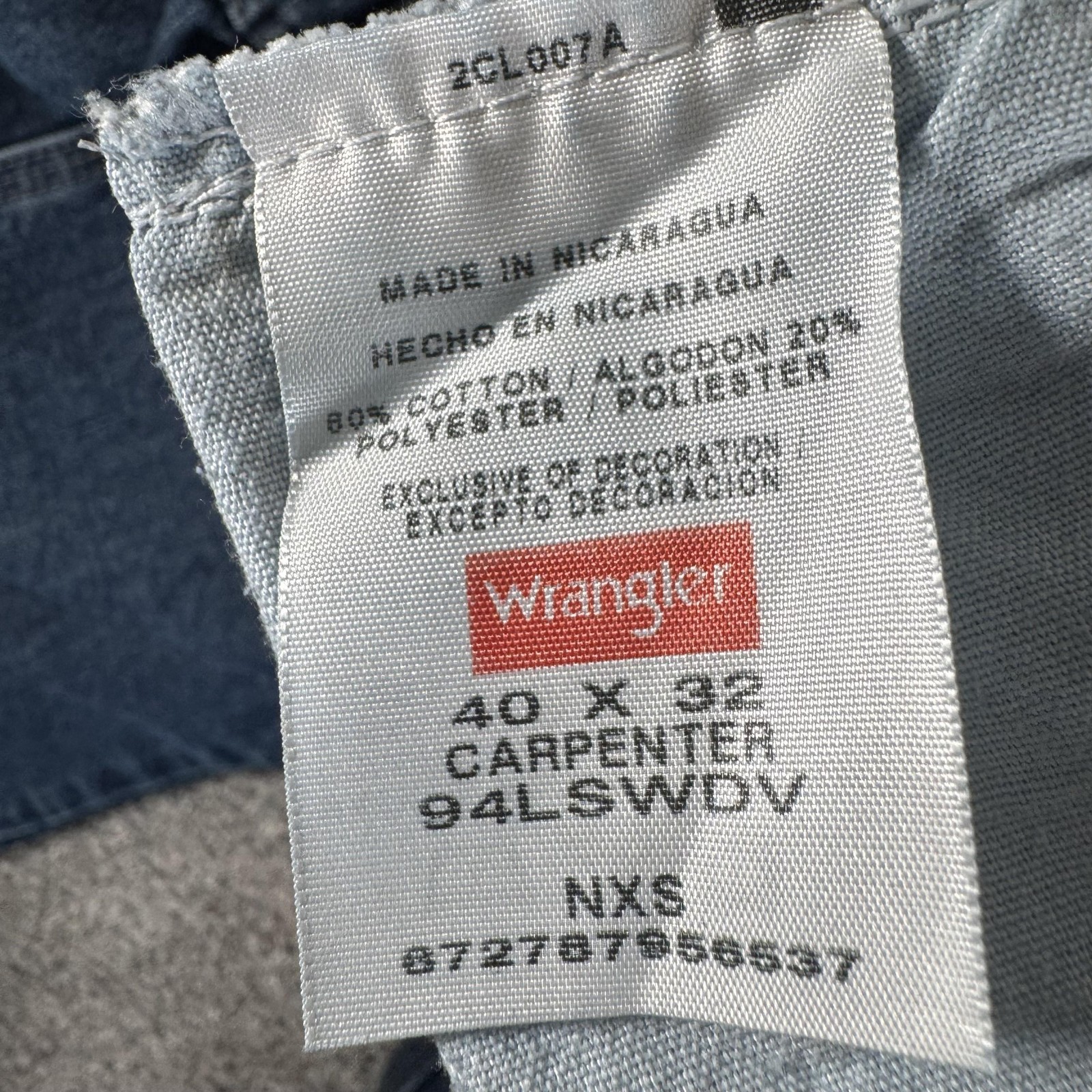 Wrangler Jeans Mens 41x29.5 Blue Carpenter Hammer Loop Workwear Denim 94LSWDV