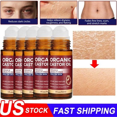 Organic castor oil roll on, castor oil roller for eyes, , body skin, hair 