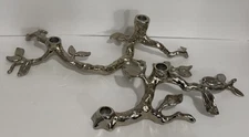 Lot Of 2 Michael Aram Tree Branch W Leaves Silver Candle Holders Signed