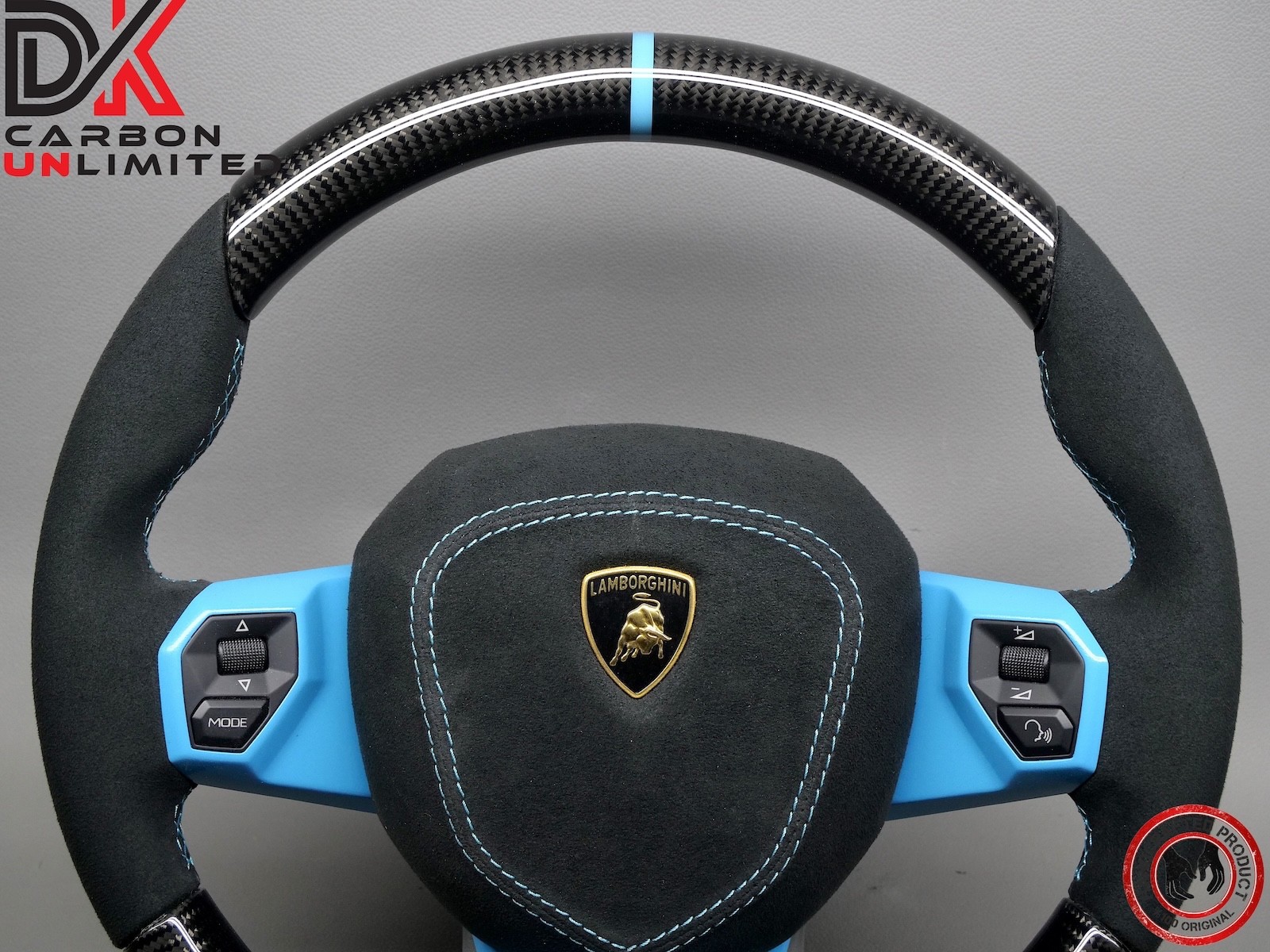Lamborghini Aventador SVJ 63 LP700 Miami Blue Alcantara Carbon Steering Wheel v4