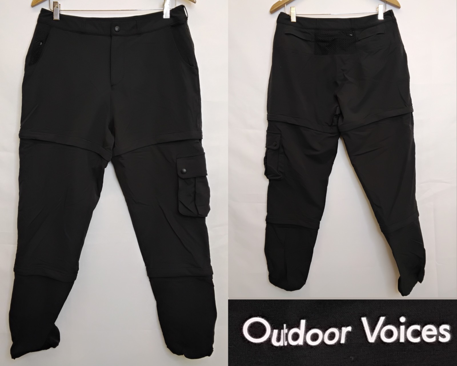 Outdoor Voices Convertible Hiking Pants Women's Large Black Zip-Off #Z4828