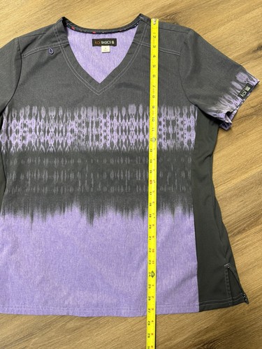 Koi Basics Scrub Top Heather Charcoal Purple Lightweight Stretch Women’s Sz Lg - Picture 8 of 8