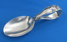 Antique Sterling Silver Reed  Barton Cat Curved Handle Baby Spoon "David" 1894