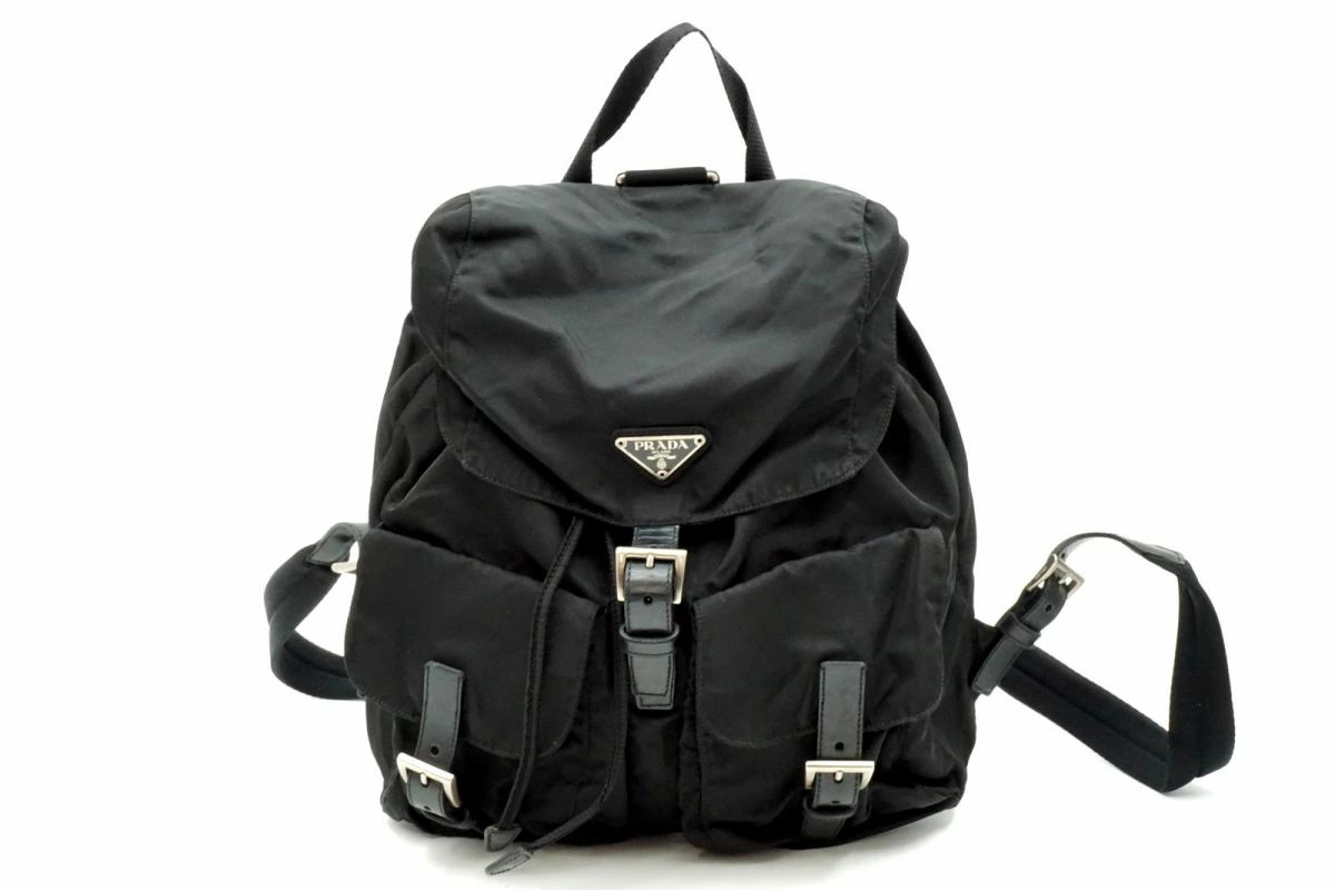 Prada Backpack Bag Rucksack Triangular Logo Plate… - image 1