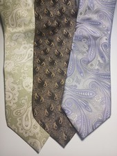 Lot of 3 Geoffrey Beene Silk Ties Paisley  Geometric Patterns Classic Neckwear