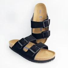 Birkenstock Arizona Soft Footbed Suede Leather Sandals Women’s Shoes - Black