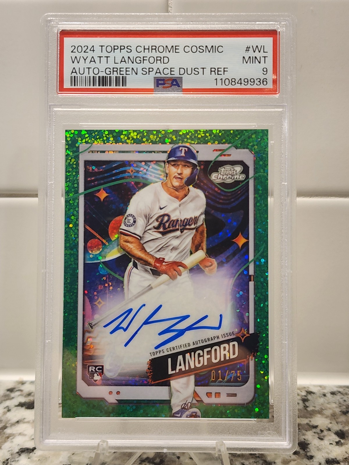 2024 Topps Chrome Cosmic Wyatt Langford Green Space Dust RC Auto /75