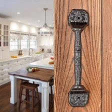 Sliding barn Door Handles，4 Packs 5.51" Cast Iron Handles,Dark Brown Vint