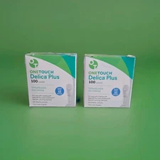 OneTouch Delica Plus 200 Lancets- 2 Pack- 100 per box- 33 Gauge- Exp 12/31/28+