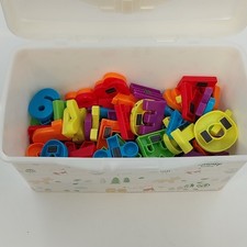 104 Magnetic Letters  Numbers Educational Learning Set w Storage Tub Multicolor