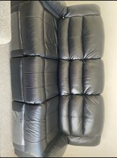 Black Leather 3-Seater Recliner Sofa