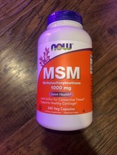 NOW Foods MSM 1000 mg 240 Vegetable Caps Joint Connective Tissue Support Ex12/30
