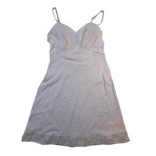 Vintage Pink Lace Trim Slip Dress – Women's Medium Lingerie Camisole