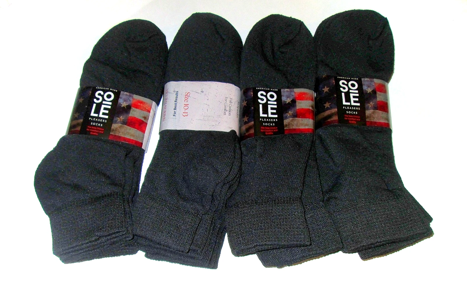 6 or 12 Pairs Mens USA Made Lightly Cushioned Cotton Black Ankle Socks