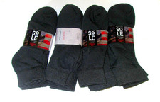 6 or 12 Pairs Mens USA Made Lightly Cushioned Cotton Black Ankle Socks