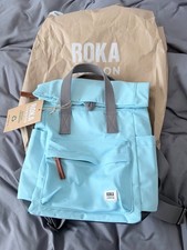 Roka London Canfield B Canal Small Roll Top Recycled Nylon Backpack Bag.