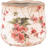 Blumentopf Keramik Floral Ø 13X11 Cm Rosa Beige Clayre & Eef 6CE1549S