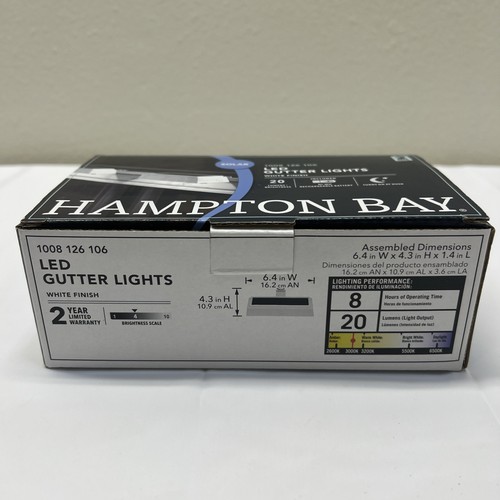 Hampton Bay LED Solar Roof Gutter Light 20 Lumens Integrated White Outdoor 2pk - Picture 2 of 3