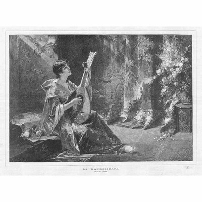 CONRAD KIESEL La Mandolinata - Antique Print 1888