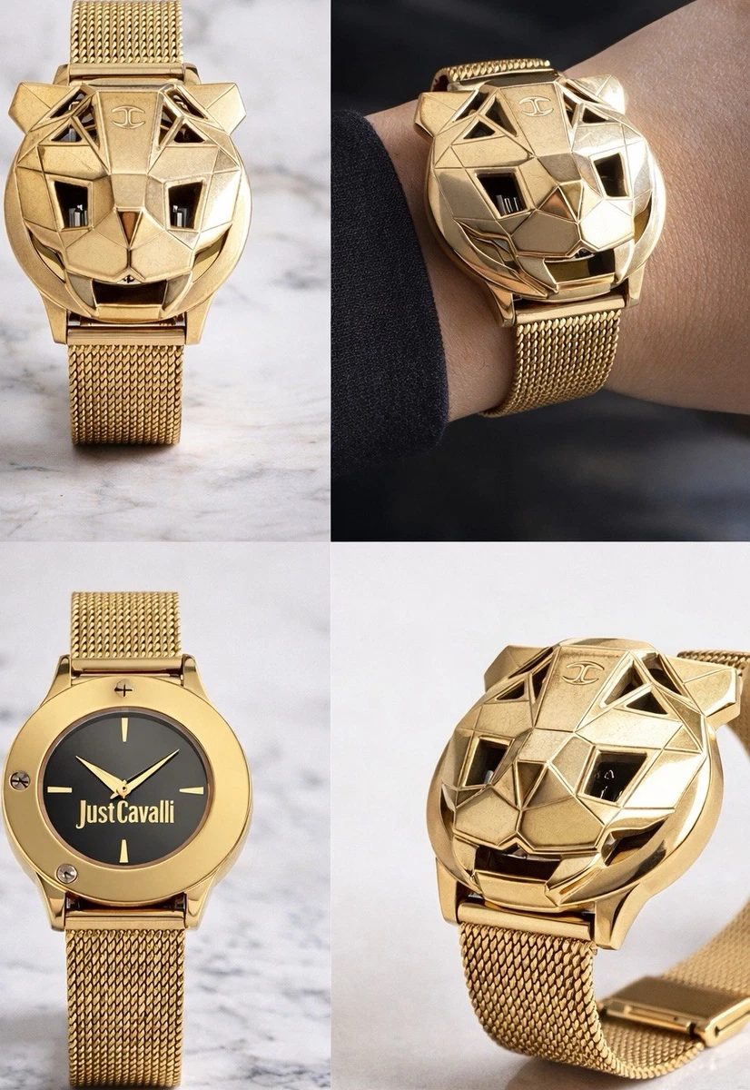 Just Cavalli dames analoog-digitaal kwartshorloge met roestvrij stalen armband JC1L008M0085