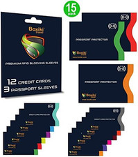 15PCS RFID Blocking Sleeves Credit Card Passport Protector Set Color Coded Navy