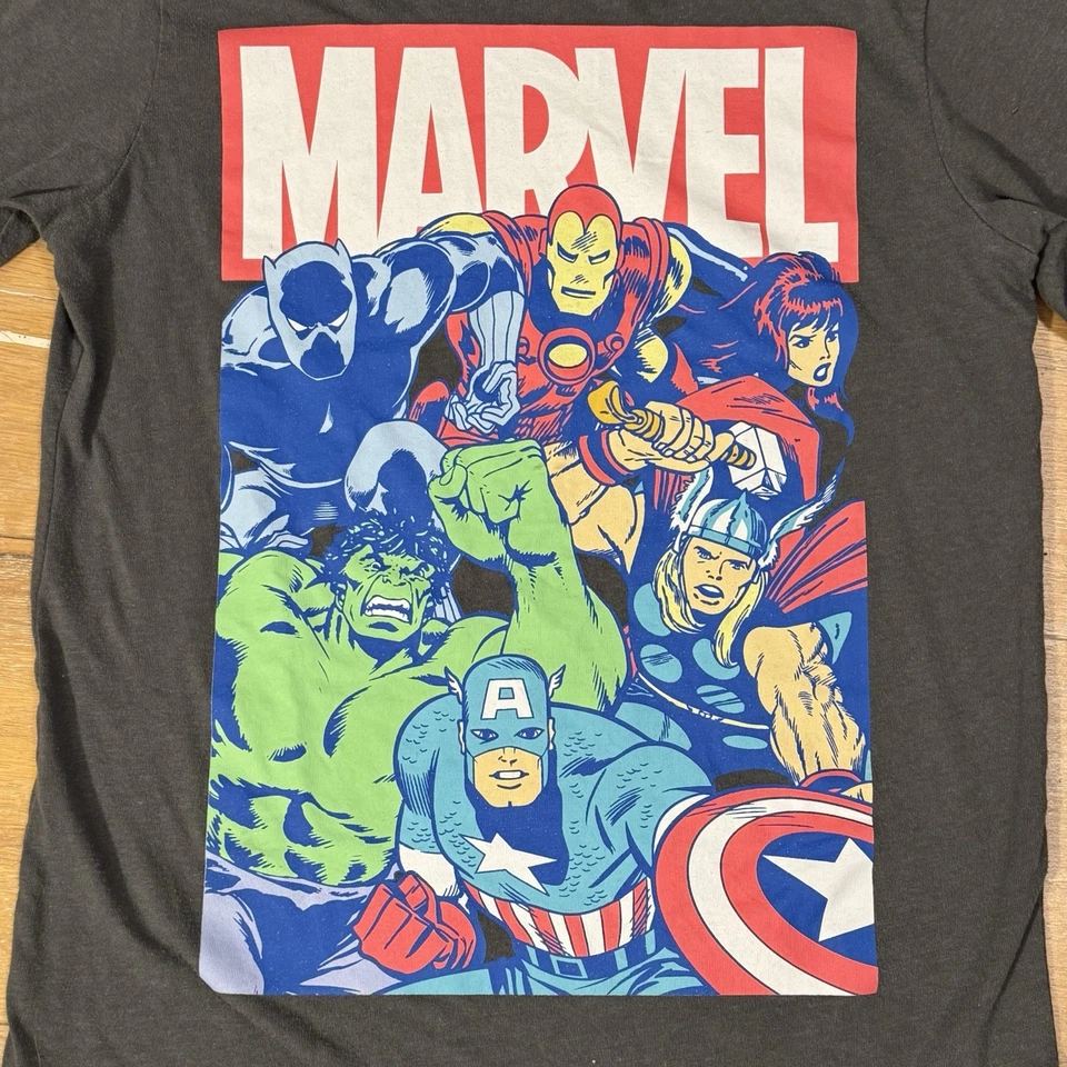 AVENGERS T Shirt youth size L Grey cotton tee SZ Large MARVEL HEROES for kids - Image 2 of 4